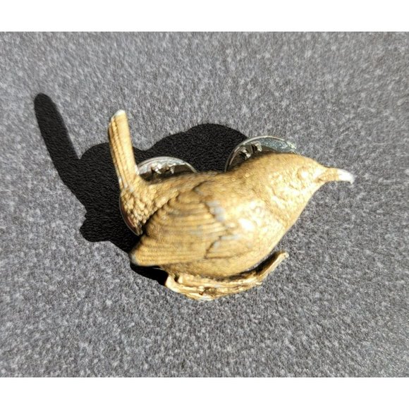 Wren Lapel Pin GG Harris Fine Pewter 373 Gold Gilt Vintage 1994 Brooch Ct547 - Picture 3 of 5